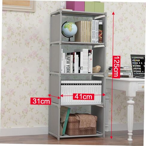 Magiclulu Wooden Wooden Wooden Wooden Rack Rack 5 مستويات التصميم PP القوي والنسيج غير المنسوج لغرفة المعيشة والمطبخ للكتب والمجلات in Saudi Arabia