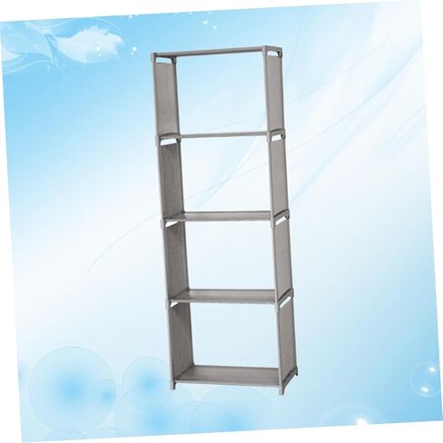 Magiclulu Wooden Wooden Wooden Wooden Rack Rack 5 مستويات التصميم PP القوي والنسيج غير المنسوج لغرفة المعيشة والمطبخ للكتب والمجلات in Saudi Arabia