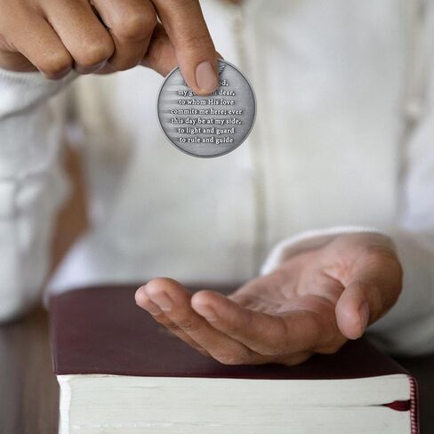 Tondiamo 12 Pcs Guardian Angel Coin Christian Challenge Lucky Coin Gift with Aqua Crystal Gemstone and Angel Prayer for Sunday School or Church Christian in Saudi Arabia