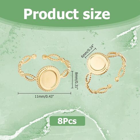 Hobbspring 8pcs Adjustable Blank Rings Open Cuff Ring Settings 18K Gold Plated Finger Rings Stainless Steel Pad Ring Base with 8x6mm Oval Tray for Jewelry Making in Saudi Arabia