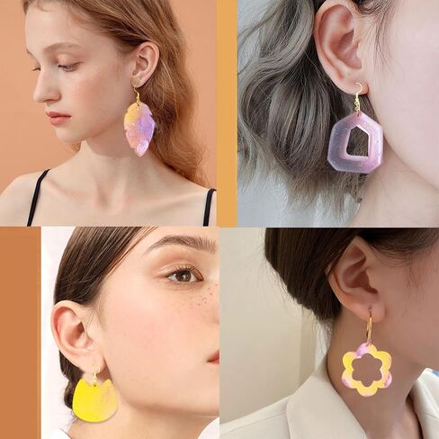 104Pcs Geometric Resin Earring Molds Kit, Flower Shaped Earrings Silicone Mold for Epoxy Resin Dangle Drop Jewelry Molds Making Kit with 100 Earring Hook for Earrings Necklace Pendants (Irregular) in Saudi Arabia