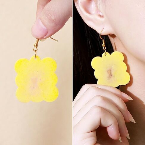 104Pcs Geometric Resin Earring Molds Kit, Flower Shaped Earrings Silicone Mold for Epoxy Resin Dangle Drop Jewelry Molds Making Kit with 100 Earring Hook for Earrings Necklace Pendants (Irregular) in Saudi Arabia