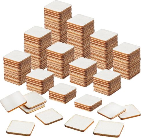 200 PCS 1 بوصة مربعات خشبية للحرف الطبيعية فارغة المربعات الخشبية شرائح الخشب غير المكتم in Saudi Arabia