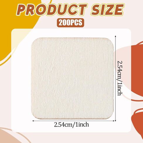 200 PCS 1 بوصة مربعات خشبية للحرف الطبيعية فارغة المربعات الخشبية شرائح الخشب غير المكتم in Saudi Arabia