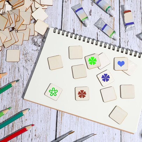 200 PCS 1 بوصة مربعات خشبية للحرف الطبيعية فارغة المربعات الخشبية شرائح الخشب غير المكتم in Saudi Arabia