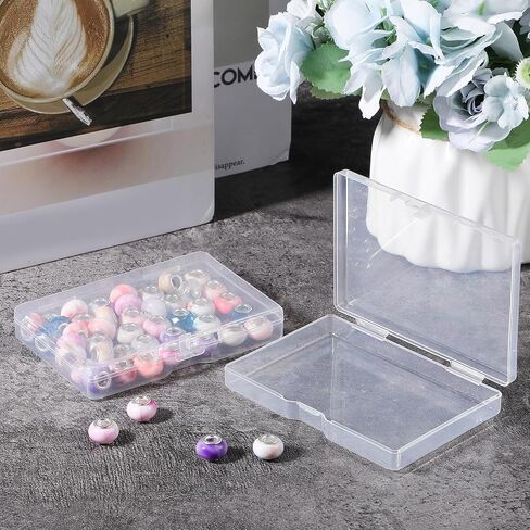 Wanmu 4pcs Mini Plastic Beads Beads Beads Contoring Containers ، حاويات تخزين بلاستيكية صغيرة مع أغطية مفصلية ، صناديق مستطيلات صافية لجمع العناصر الصغيرة ، والخرز ، والمجوهرات ، وبطاقات العمل (صغيرة) in Saudi Arabia