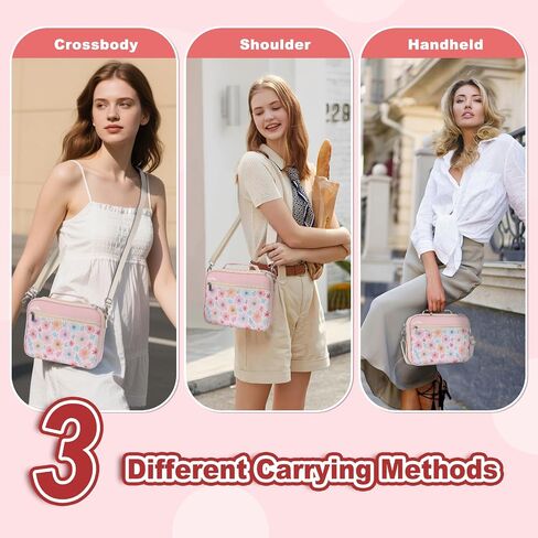 supregear Bible Cover Case for Women, Carrying Book Canvas Church Bag with Shoulder and Handle for Study Supplies Accessories, Quilted Organizer Christian Gift for Girl/Ladies, Floral Pink in Kuwait