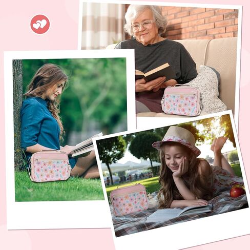 supregear Bible Cover Case for Women, Carrying Book Canvas Church Bag with Shoulder and Handle for Study Supplies Accessories, Quilted Organizer Christian Gift for Girl/Ladies, Floral Pink in Kuwait