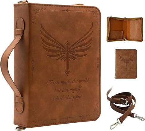 Bible Cover,Bible Cover Case for Women,Men&Children with Detachable Shoulder Strap,Handle for Bible and Other Book Accessories,Christian Art Gifts,PU Leather, Church Bag,Green in Kuwait