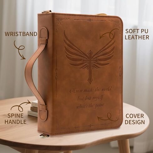 Bible Cover,Bible Cover Case for Women,Men&Children with Detachable Shoulder Strap,Handle for Bible and Other Book Accessories,Christian Art Gifts,PU Leather, Church Bag,Green in Kuwait