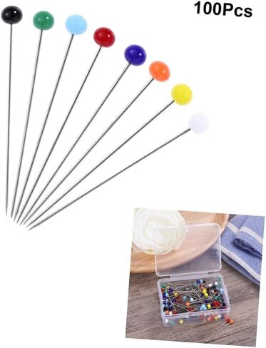 Uonlytech 100pcs Colorful Glass Head Sewing Pins for Quilting and DIY Crafts 4mm Head 34mm Pin for Dressmakers and Jewelry Decoration in Saudi Arabia