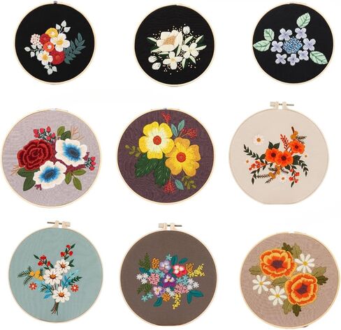 3 مجموعات تطريز المبتدئين مجموعات زهرة الفاوانيا بوني منقوشة وإبر مجموعات المطرزة DIY Art Craft Edelework Kits Wall Decor Terceder Cross Cross Bith With Awoop (Black) in Saudi Arabia
