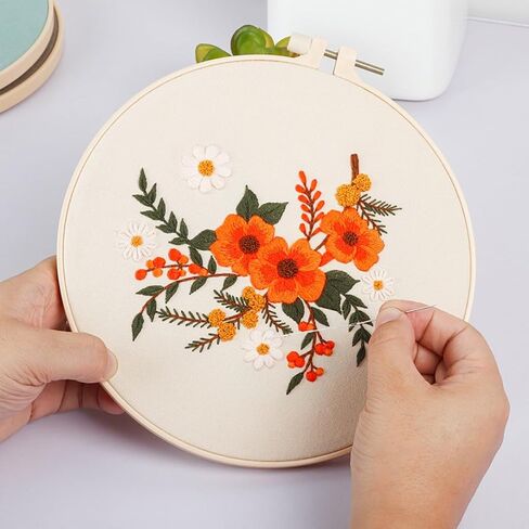 3 مجموعات تطريز المبتدئين مجموعات زهرة الفاوانيا بوني منقوشة وإبر مجموعات المطرزة DIY Art Craft Edelework Kits Wall Decor Terceder Cross Cross Bith With Awoop (Black) in Saudi Arabia