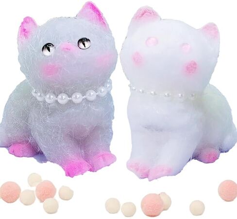 Cat Squishy Squeeze Toys - Kawaii Squishy Fidget Toy, Handmade Cat Fufu Sensory Toys Kit, Cat Lovers Squeeze Toys for Party Favors, Gifts for Adults Kids (American Shorthair & Pinky in Kuwait