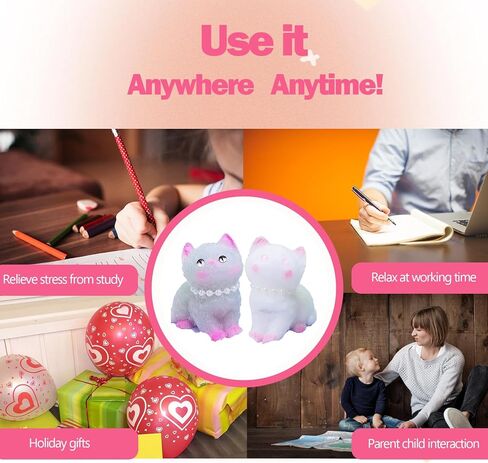 Cat Squishy Squeeze Toys - Kawaii Squishy Fidget Toy, Handmade Cat Fufu Sensory Toys Kit, Cat Lovers Squeeze Toys for Party Favors, Gifts for Adults Kids (American Shorthair & Pinky in Kuwait