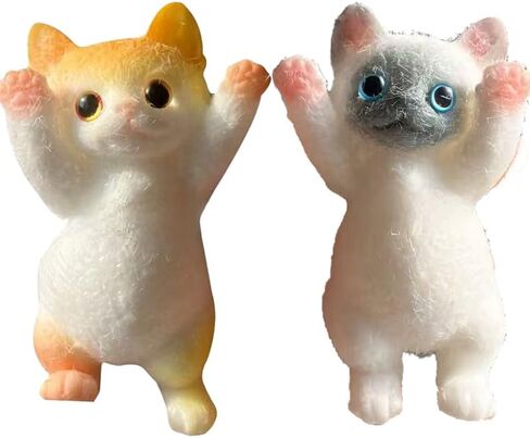 Cat Squishy Squeeze Toys - Kawaii Squishy Fidget Toy, Handmade Cat Fufu Sensory Toys Kit, Cat Lovers Squeeze Toys for Party Favors, Gifts for Adults Kids (American Shorthair & Pinky in Saudi Arabia