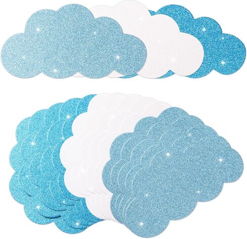 Mixteach 180 PCS Glitter Cloud Cloud Cloud شكل Cloud Cardstock Cutstock Cack 4 "Paper Paper Cloud Die Cut Class Decoration for Bulletin School Home Craft Project in Saudi Arabia