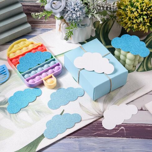 Mixteach 180 PCS Glitter Cloud Cloud Cloud شكل Cloud Cardstock Cutstock Cack 4 "Paper Paper Cloud Die Cut Class Decoration for Bulletin School Home Craft Project in Saudi Arabia