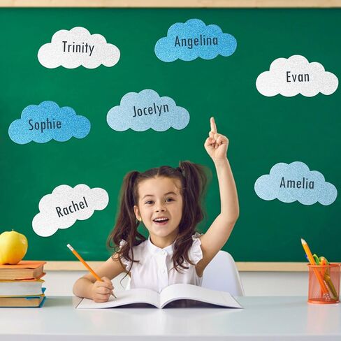 Mixteach 180 PCS Glitter Cloud Cloud Cloud شكل Cloud Cardstock Cutstock Cack 4 "Paper Paper Cloud Die Cut Class Decoration for Bulletin School Home Craft Project in Saudi Arabia