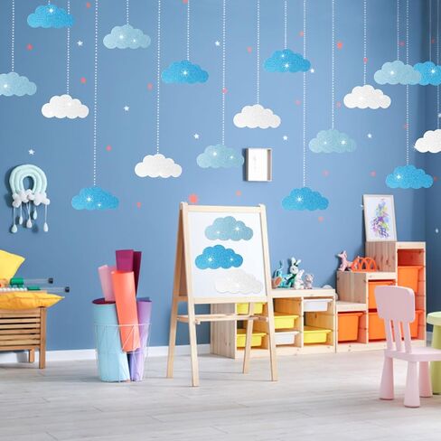 Mixteach 180 PCS Glitter Cloud Cloud Cloud شكل Cloud Cardstock Cutstock Cack 4 "Paper Paper Cloud Die Cut Class Decoration for Bulletin School Home Craft Project in Saudi Arabia