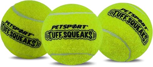 Petsport Squeak أصفر تنس كرة الكلب | 3 حزمة متوسطة (2.5 ") كرات الصيدر Tuff للكلاب | الحيوانات الأليفة آمنة غير سامة غير سامة ومطاط | لعب الجلب أو الإطلاق أو تشاك أو إرم في حديقة الكلاب in Kuwait
