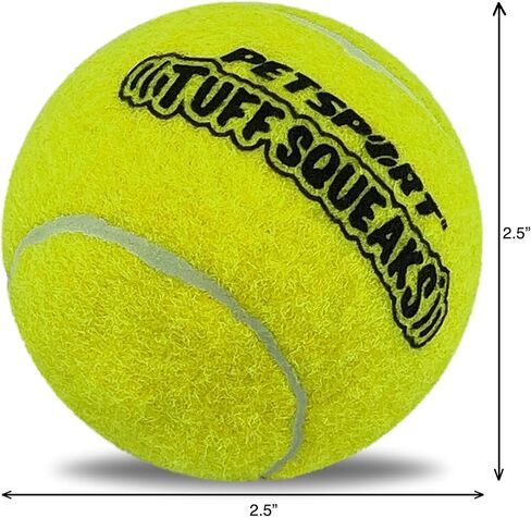 Petsport Squeak أصفر تنس كرة الكلب | 3 حزمة متوسطة (2.5 ") كرات الصيدر Tuff للكلاب | الحيوانات الأليفة آمنة غير سامة غير سامة ومطاط | لعب الجلب أو الإطلاق أو تشاك أو إرم في حديقة الكلاب in Kuwait