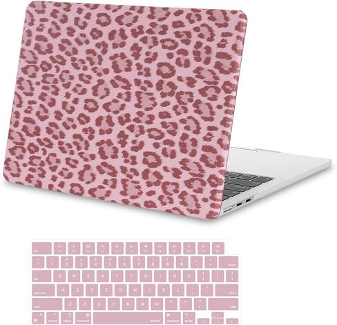 MOSISO Compatible with MacBook Air 13 inch Case 2025-2022 M4 A3240 M3 A3113 M2 A2681, Anti-Fingerprint PU Leather Coated Hard Shell&Keyboard Cover for MacBook Air 13.6 inch Case, Pink Feline Print in Saudi Arabia
