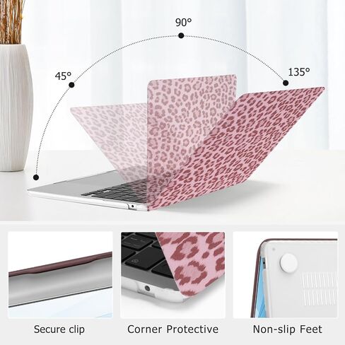 MOSISO Compatible with MacBook Air 13 inch Case 2025-2022 M4 A3240 M3 A3113 M2 A2681, Anti-Fingerprint PU Leather Coated Hard Shell&Keyboard Cover for MacBook Air 13.6 inch Case, Pink Feline Print in Saudi Arabia