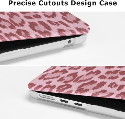 MOSISO Compatible with MacBook Air 13 inch Case 2025-2022 M4 A3240 M3 A3113 M2 A2681, Anti-Fingerprint PU Leather Coated Hard Shell&Keyboard Cover for MacBook Air 13.6 inch Case, Pink Feline Print in Saudi Arabia