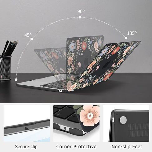 MOSISO Compatible with MacBook Air 13 inch Case 2025 2024 2023 2022 M4 A3240 M3 A3113 M2 A2681, Lush Floral Hard Shell&Keyboard Cover&Screen Protector for MacBook Air 13.6 inch Case, Blue in Saudi Arabia