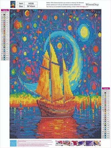 Wisondap Sailing Under the Moon Diamond Painting Kits للبالغين ، مجموعات فنون Sky Diamond 5D للمبتدئين ، DIY Cull Drill Paint مع الماس ، ديكور الجدار المنزلي 12 × 12 بوصة ، مركب شراعي in Saudi Arabia