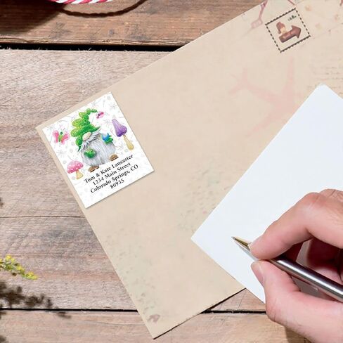 Colorful Gnomes Spring Personalized Address Labels - Set of 144 (6 Designs), Valentine's Day, Easter, 1 ½" x 1 ¾", Self-Adhesive, Large Flat-Sheet Return Labels, by Colorful Images in Saudi Arabia