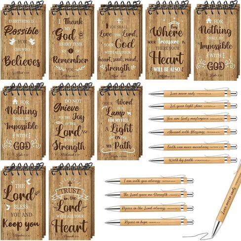 Pasimy 60 Pcs Christian Gifts Bulk Religious Notebooks and Pens Spiral Bible Verse Pocket Notepads Inspirational Mini Journals Ballpoint Pens for Women Sunday School Vbs Party Church Teacher Coworker in Saudi Arabia