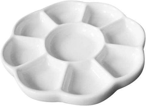 Homsfou Ceramic Paint Tray Compartment Plate Serving for Taxing Crafts Multi Functional Ink Plate للطلاب والخدمة الغذائية سهلة التنظيف المتجر in Kuwait