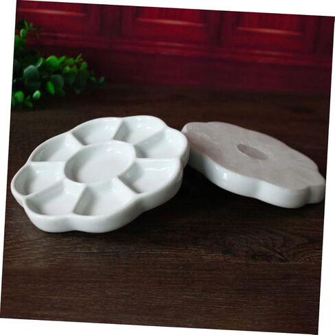 Homsfou Ceramic Paint Tray Compartment Plate Serving for Taxing Crafts Multi Functional Ink Plate للطلاب والخدمة الغذائية سهلة التنظيف المتجر in Kuwait