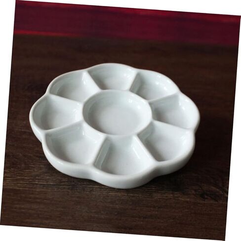Homsfou Ceramic Paint Tray Compartment Plate Serving for Taxing Crafts Multi Functional Ink Plate للطلاب والخدمة الغذائية سهلة التنظيف المتجر in Kuwait