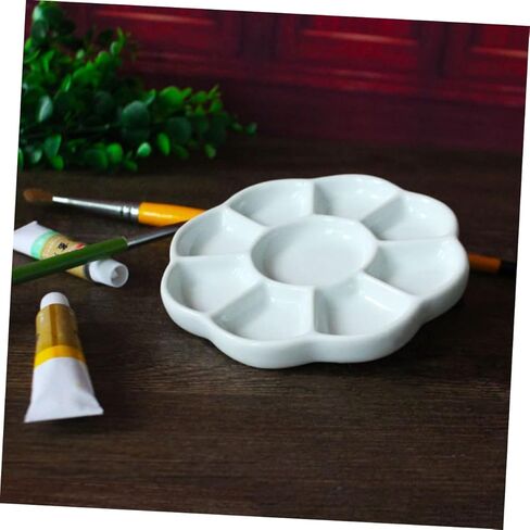 Homsfou Ceramic Paint Tray Compartment Plate Serving for Taxing Crafts Multi Functional Ink Plate للطلاب والخدمة الغذائية سهلة التنظيف المتجر in Kuwait