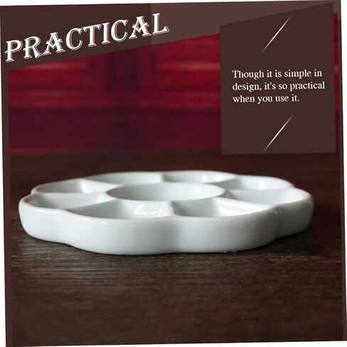 Homsfou Ceramic Paint Tray Compartment Plate Serving for Taxing Crafts Multi Functional Ink Plate للطلاب والخدمة الغذائية سهلة التنظيف المتجر in Kuwait