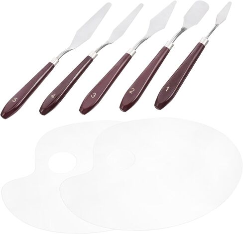 1Set Oval Paint Mixing Tray with Scrapers Board for Accurate Color Mixing Lightweight Easy to Clean Painting Supplies for Artists in Saudi Arabia