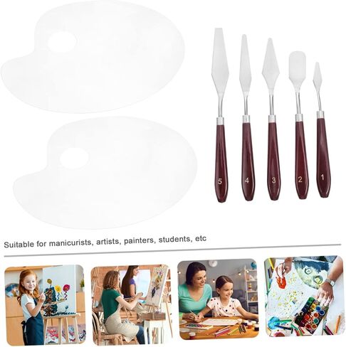 1Set Oval Paint Mixing Tray with Scrapers Board for Accurate Color Mixing Lightweight Easy to Clean Painting Supplies for Artists in Saudi Arabia