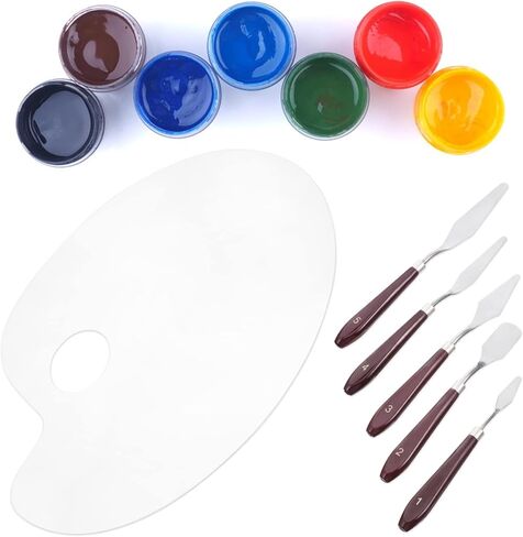 1Set Oval Paint Mixing Tray with Scrapers Board for Accurate Color Mixing Lightweight Easy to Clean Painting Supplies for Artists in Saudi Arabia
