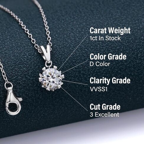 HLGEM Moissanite Diamond Necklace for Women,1Carat Brilliant Snowflake Pendant Necklace,S925 Sterling Silver Gemstone Necklace Jewelry Gifts for Friend Daughter Wife Mom in Saudi Arabia