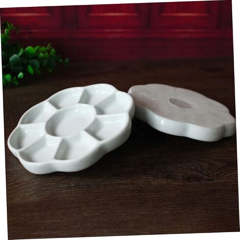 Uonlytech Ceramic Color Palette Ink Dishes Compartment Paint Tray for Watercolor Pigment and Calligraphy Materials Easy to Clean and Store for Artists and Students in Saudi Arabia