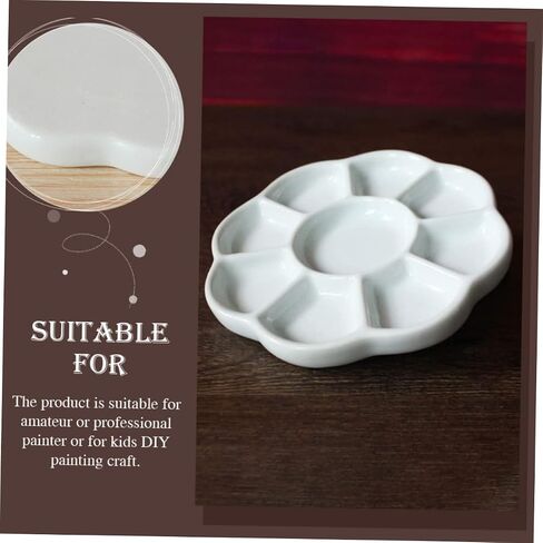 Uonlytech Ceramic Color Palette Ink Dishes Compartment Paint Tray for Watercolor Pigment and Calligraphy Materials Easy to Clean and Store for Artists and Students in Saudi Arabia