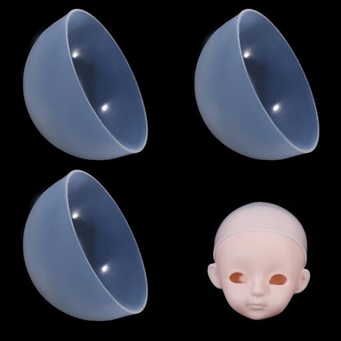 GLOBLELAND 4Pcs Doll Head Silicone Wig Cap 1/4 BJD Doll Cover Anti Slip High Elasticity Silicone Hair Wigs Cover for DIY Doll Making in Saudi Arabia