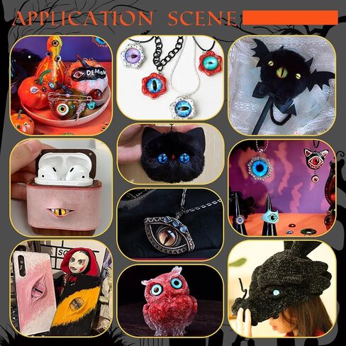 AHANDMAKER 100Pcs Glass Eyes Cabochons 8mm Mixed Style Eyes Flatback Dome Cabochons Half Round with Evil Eye Pattern for Art Props Christmas Photo Cameo Pendant Jewelry Making in Saudi Arabia
