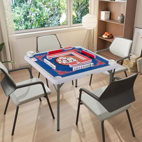طاولة Mahjong Classic Classic Classic ، و 35 'خضراء مربعة ، و 4 كوب من حاملي و 4 أخاديد رقائق ، قابلة للطي للبالغين لعبة الدومينو ، والتخييم in Kuwait