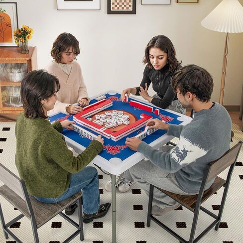 طاولة Mahjong Classic Classic Classic ، و 35 'خضراء مربعة ، و 4 كوب من حاملي و 4 أخاديد رقائق ، قابلة للطي للبالغين لعبة الدومينو ، والتخييم in Kuwait