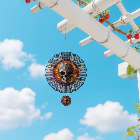 مغازل الرياح في الهواء الطلق ، قسوة عيد الهالوين 3D من الفولاذ المقاوم للصدأ النحت الرياح SPINNER للحديقة خارج ديكور معلق هدايا عيد الميلاد عيد الميلاد للنساء الرجال أمي نانا 11.8 في in Kuwait