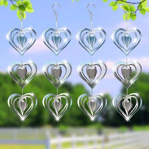 3D Water Drop Pendant Stainless Steel Wind Spinners, Bird Scare Discs with Metal Shiny Highly Reflective Double Sided 360°Rotating, Deterrents to Keep Scare Birds Away from Garden Patio Porches Yard in Saudi Arabia